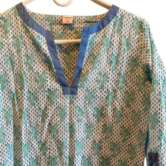 RIKSHAW DESIGN BOUTIQUE WOMENS COTTON BEACH COVER UP GREEN BLUE SUMMER SIZE XS - Picture 4 of 6